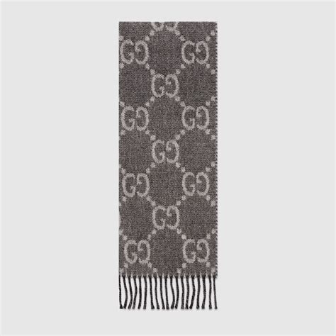 gucci scarf black grey|gg jacquard pattern knitted scarf.